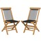 2 Piece Indonesia Teak Patio Folding Chairs with Woven Rope Seat and Back for Porch Backyard Poolside